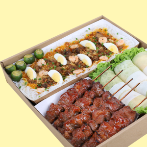 Set B: Pancit Palabok, Chunky Pork BBQ, Fresh Lumpia