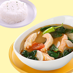 Sinigang na Salmon Belly sa Miso with Rice